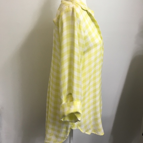 Bella Dahl Anthro Yellow Checkered Plaid Top - Picture 4 of 7